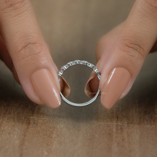 Round Diamond Bezel Set Half Eternity Band Rings
