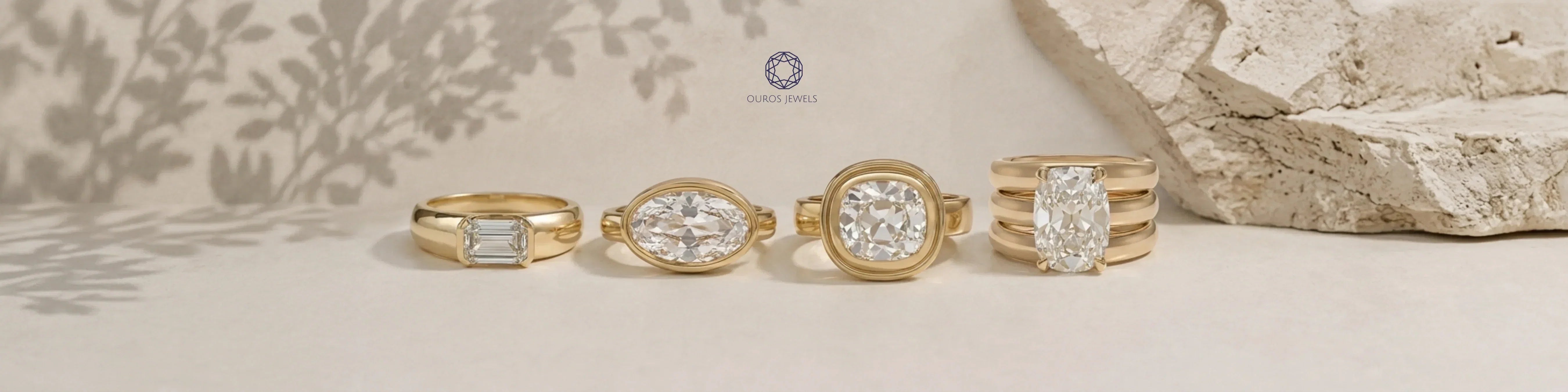 wide 4 lab grown diamond band engagement rings from Ouros jewels