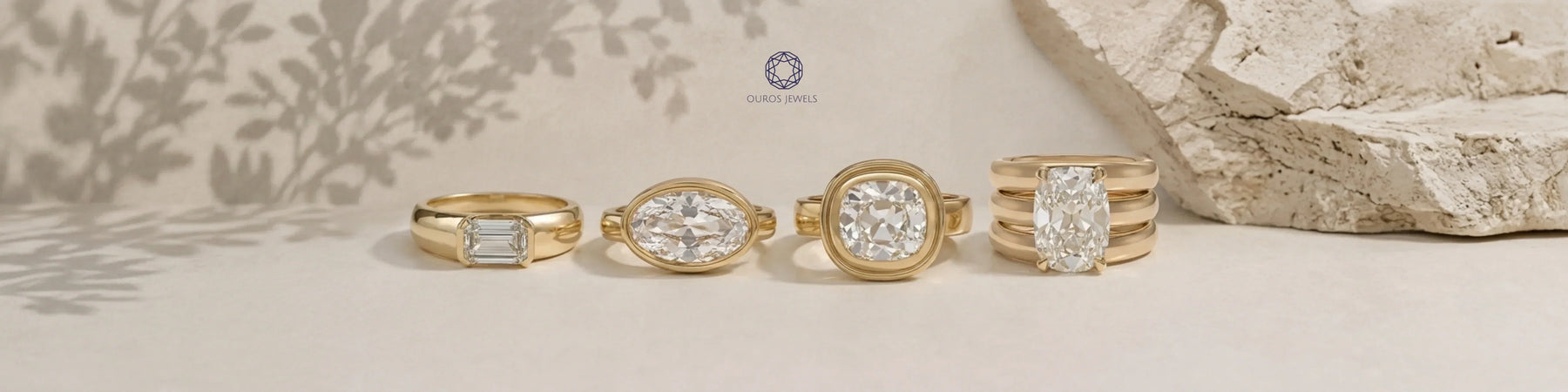 wide 4 lab grown diamond band engagement rings from Ouros jewels