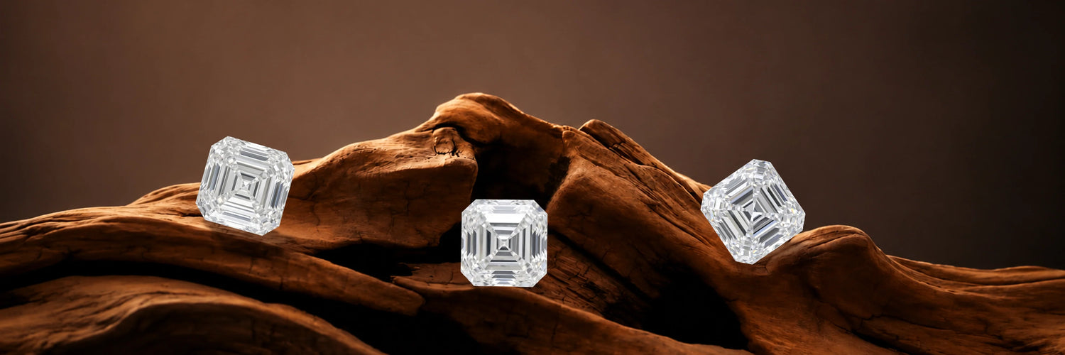 Asscher cut lab grown diamond loose stone with step cut facets and square shape