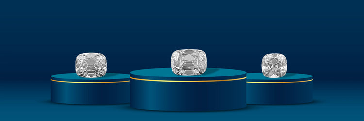 Image showing 3 antique Old Mine Cushion Cut Lab-Grown Diamonds