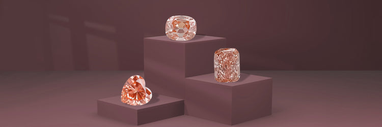 image showing Pink Lab-Grown Diamonds Collection Featuring Heart, Cushion, and Emerald Cut Diamonds