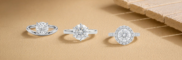 Image showing Round Cut Lab-Grown Diamond Wedding ring set,curved band and halo setting engagement rings