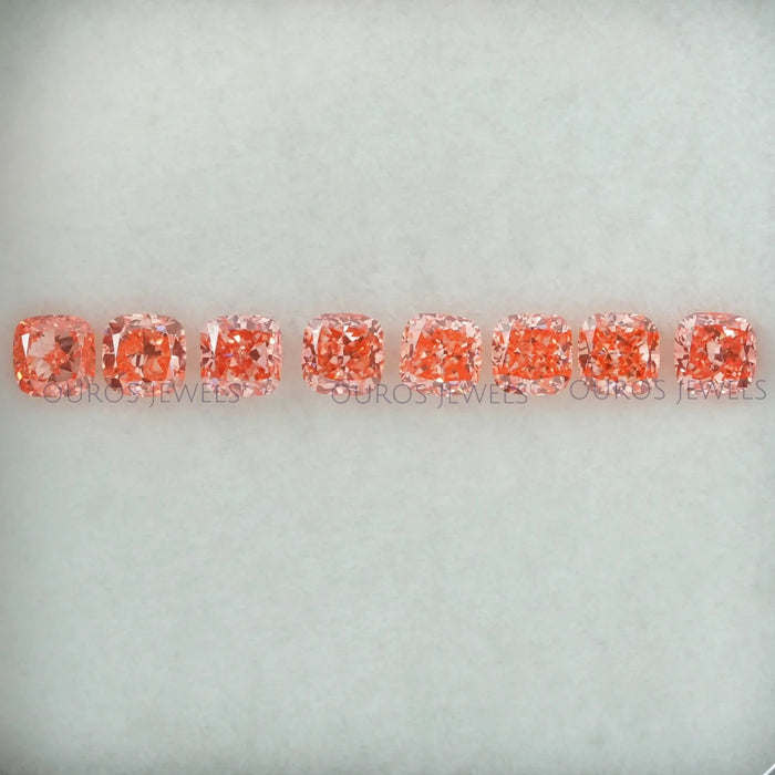 0.30 Carat Each Cushion Pink Loose Diamond Ouros Jewels