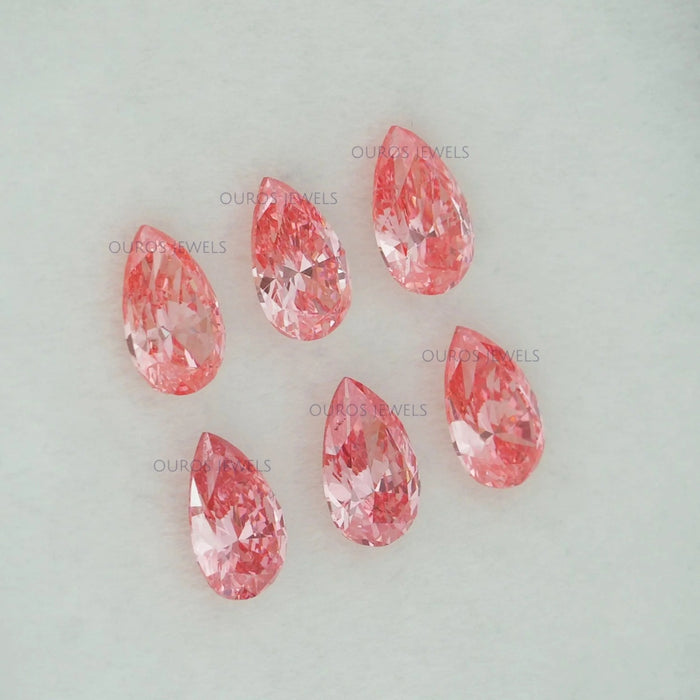 side view of 0.31 carat pink pear cut lab grown loose diamonds