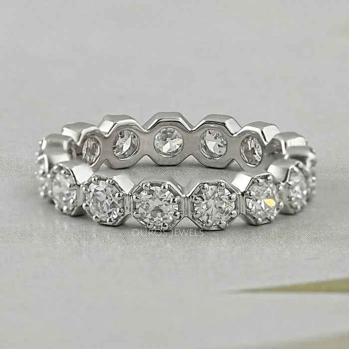 Old European Round Cut Lab Diamond Eternity Wedding Band