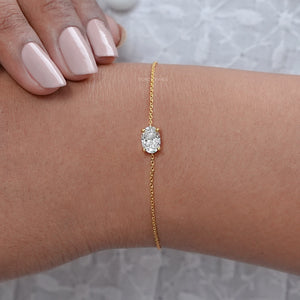 Oval Cut Lab Grown Solitaire Diamond Bracelet