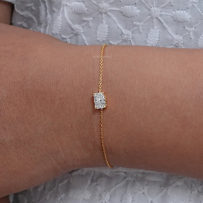 Radiant Cut Solitaire Diamond Chain Bracelet