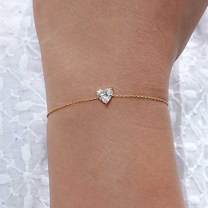 Heart Shaped Lab Diamond Solitaire Bracelet