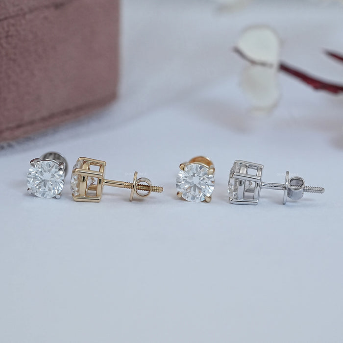 Round Cut Lab Grown Diamond Stud Earrings