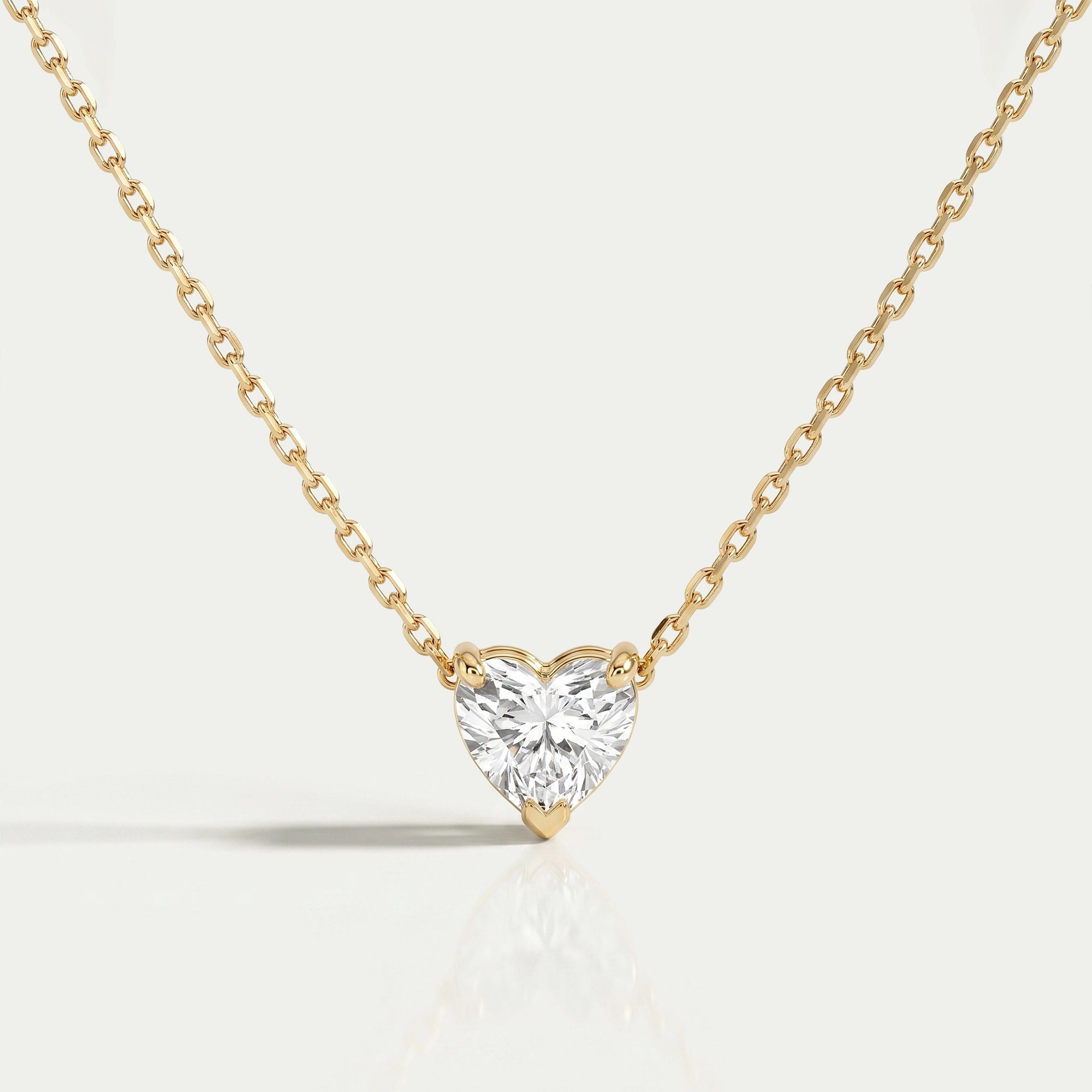 Heart Cut Lab Grown Diamond Solitaire Pendant Necklaces