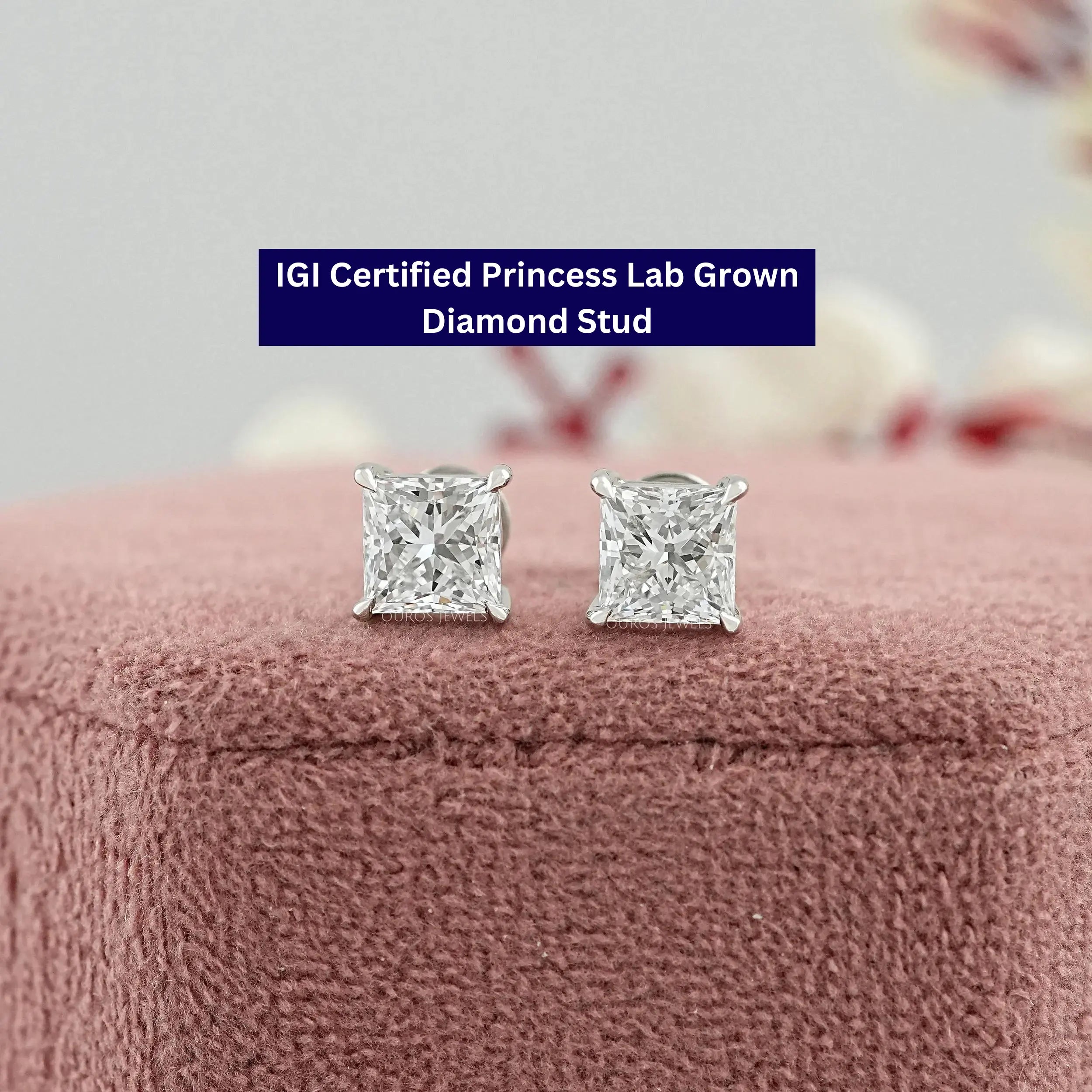 Princess Cut Lab Diamond Stud Earrings