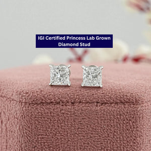 Princess Cut Lab Diamond Stud Earrings