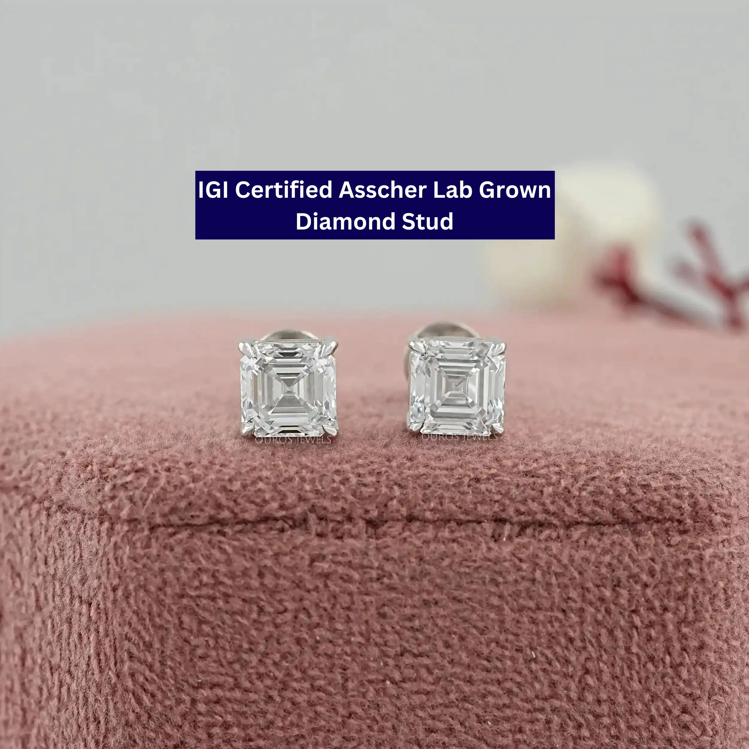 Asscher Cut Diamond Stud Earrings