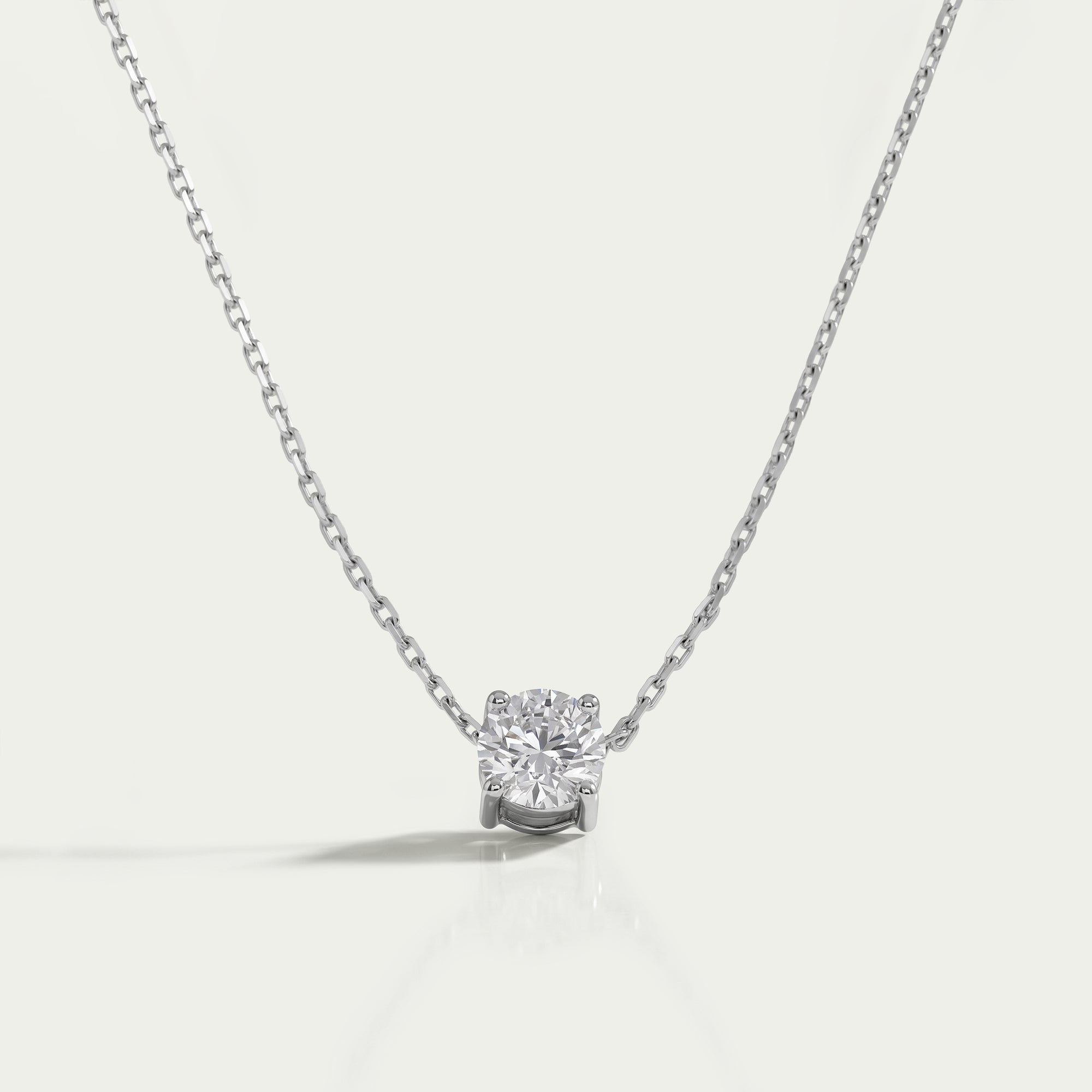 Round Cut Lab Diamond Solitaire Pendant Necklaces