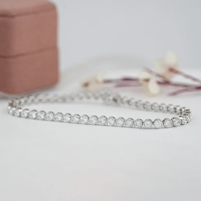 3.00 MM Round Lab Diamond Bezel Set Tennis Bracelet Bracelet