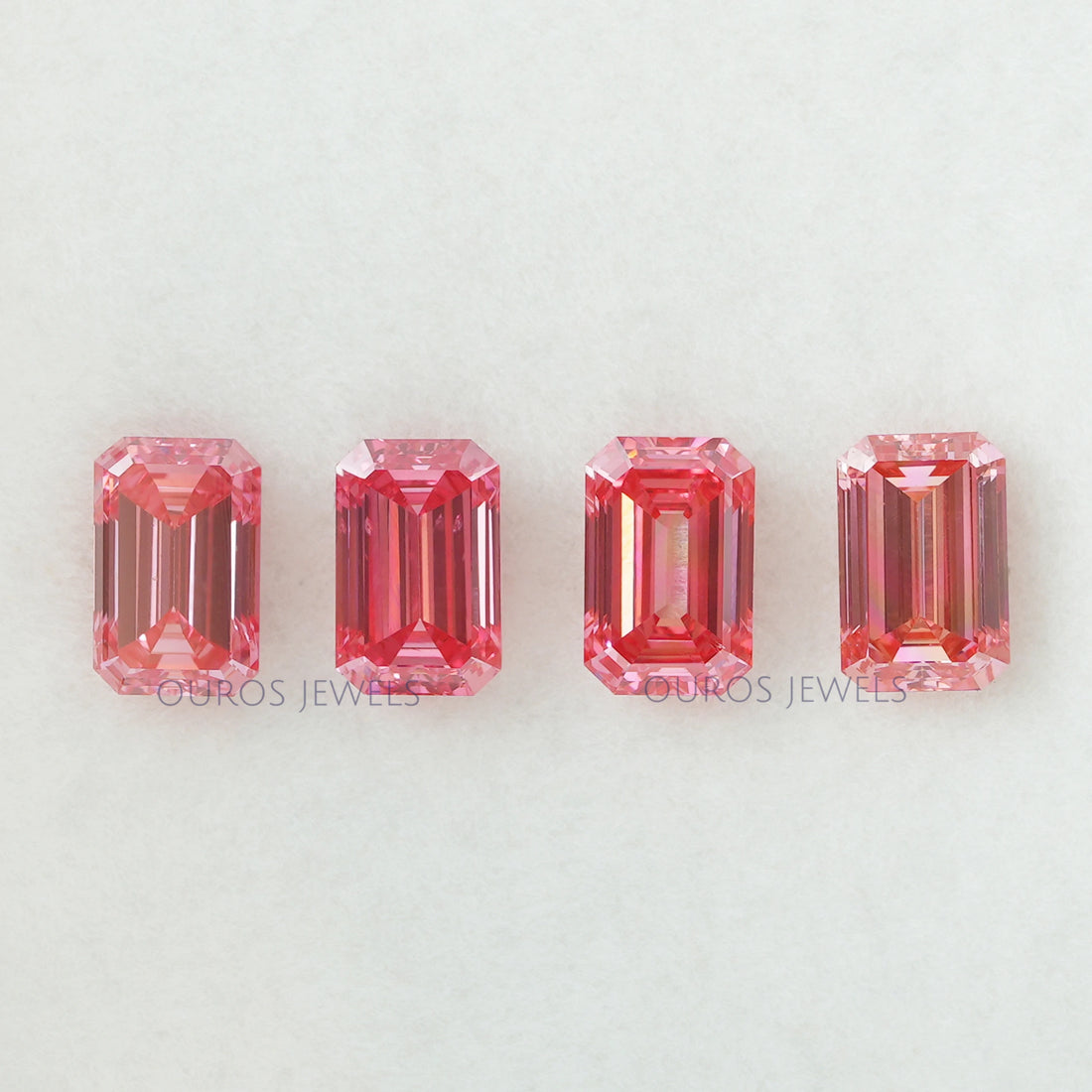 0.76 Carat Each Pink Emerald Cut Lab Grown Diamond Loose