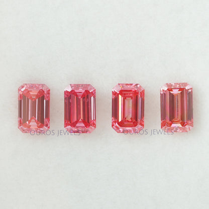 0.76 Carat Each Pink Emerald Cut Lab Grown Diamond Loose