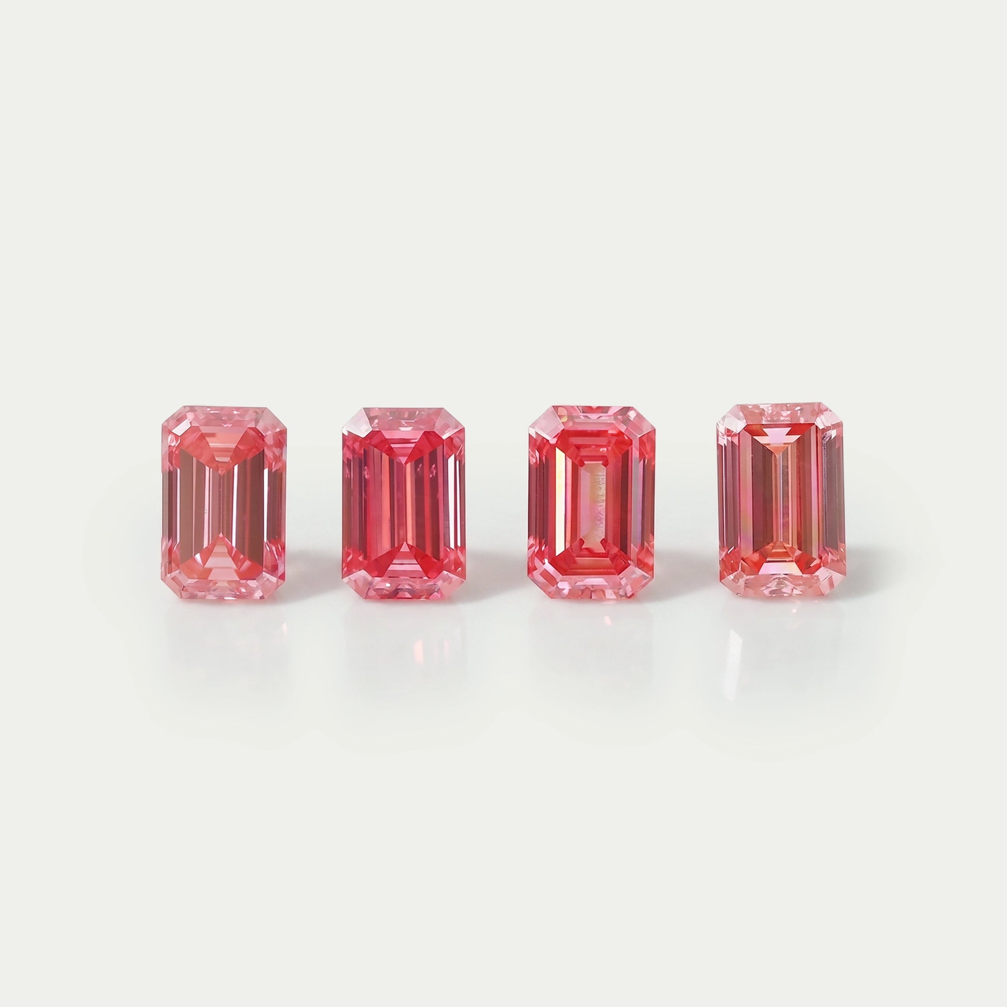 0.76 Carat Each Pink Emerald Cut Lab Grown Diamond Loose