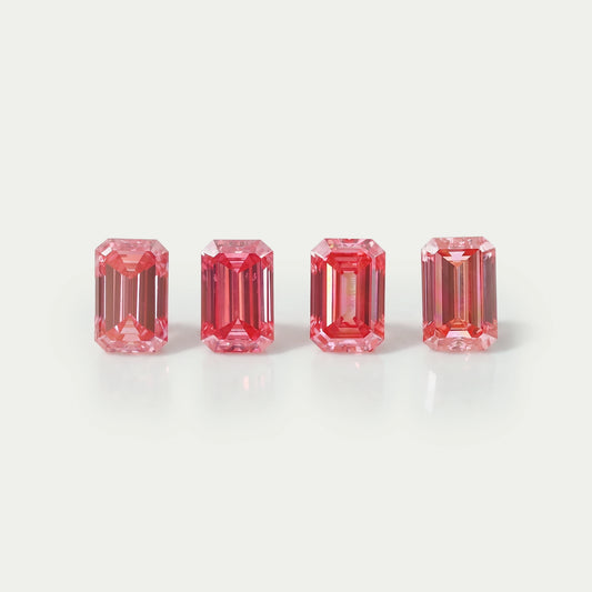 0.76 Carat Each Pink Emerald Cut Lab Grown Diamond Loose