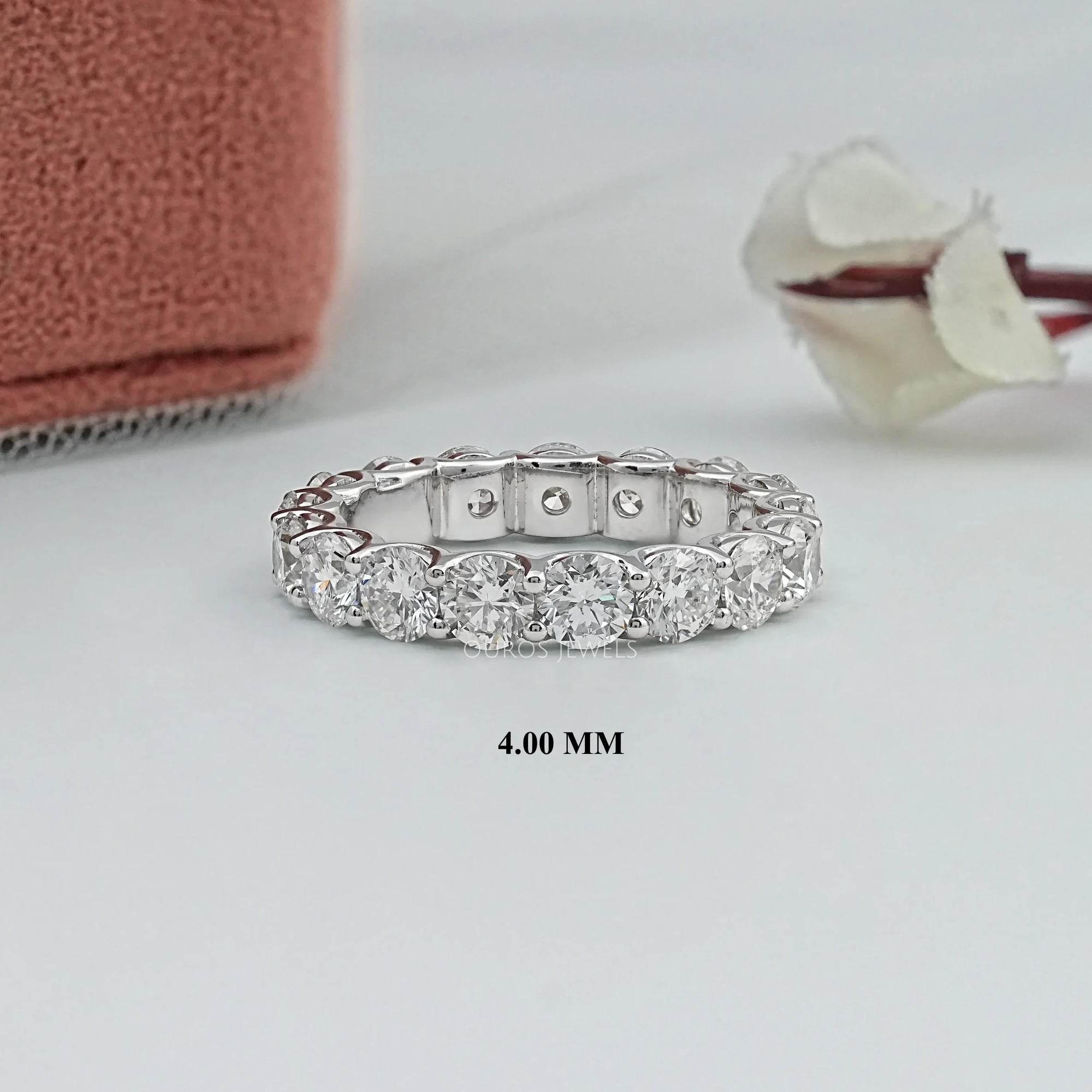 Round Diamond Eternity Wedding Band 14K White Gold - 4.00 MM 7.00 US Ring