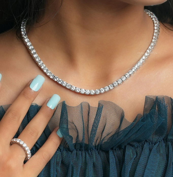 Stunning Round Cut Lab Diamond Tennis Necklace