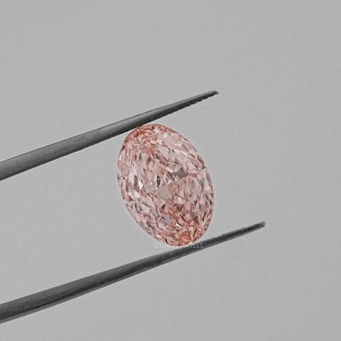 Pink Oval Cut Lab Diamond With Fancy Intense