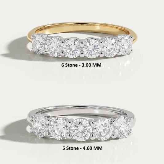 Five and Six Stone Round Cut Diamond Wedding Rings