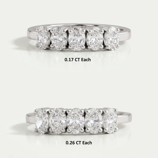 Five Stone Oval Cut Lab Grown Diamond Wedding Ring