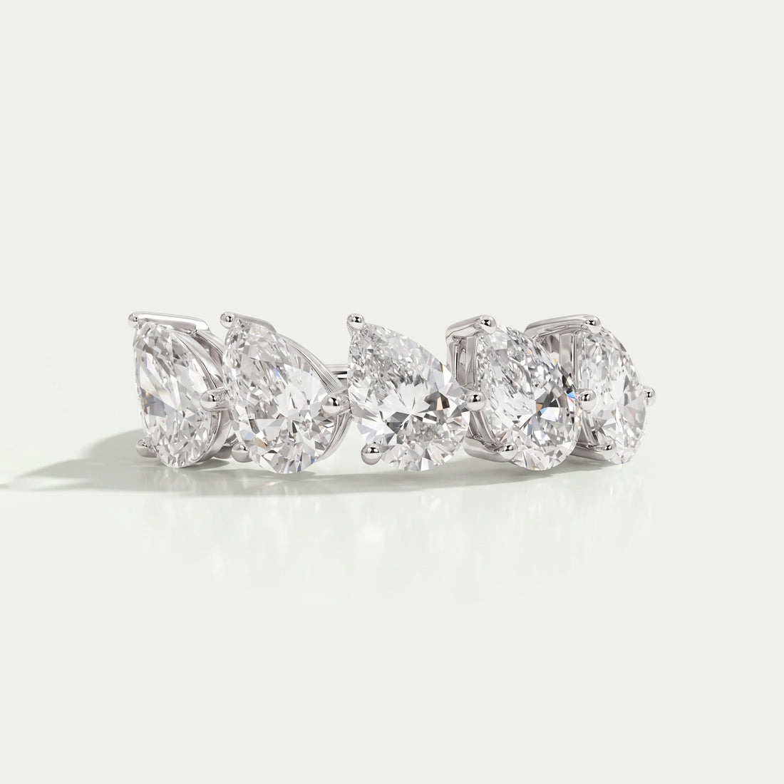 Pear Cut Five Stone Lab Grown Diamond Dainty Ring