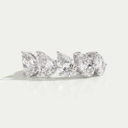 Pear Cut Five Stone Lab Grown Diamond Dainty Ring
