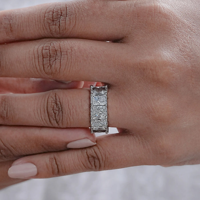 Five Stone Radiant Lab Diamond Wedding Ring