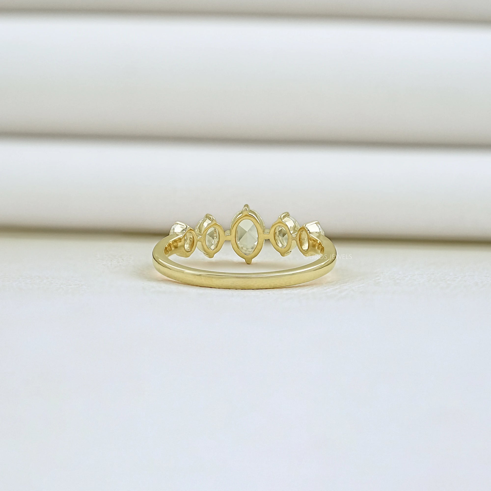 Five Stone Rose Cut Oval Diamond Ring