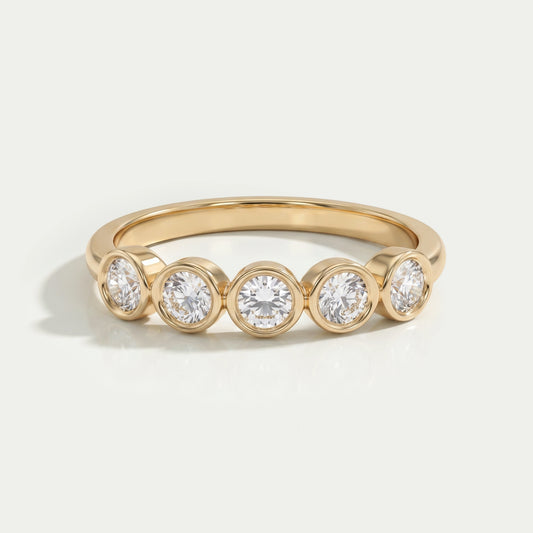 Five stone Round Lab Diamond Bezel Set Engagement Ring