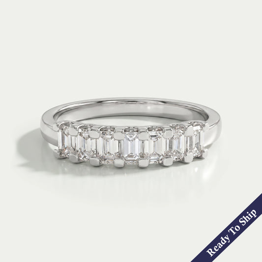 7 Stone Emerald Cut Wedding Band