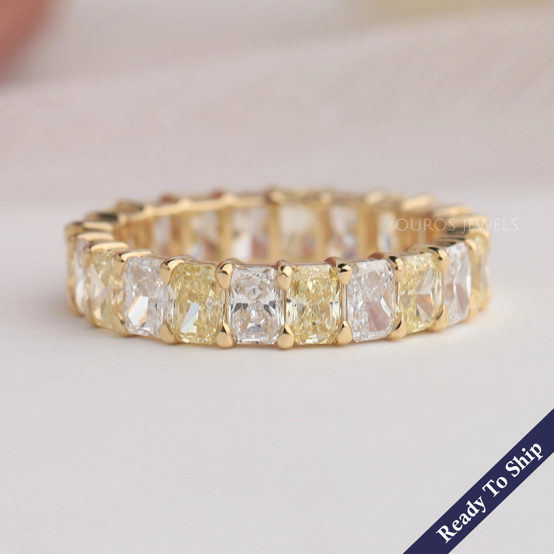 Yellow Radiant Cut Lab Diamond Eternity Band Ring