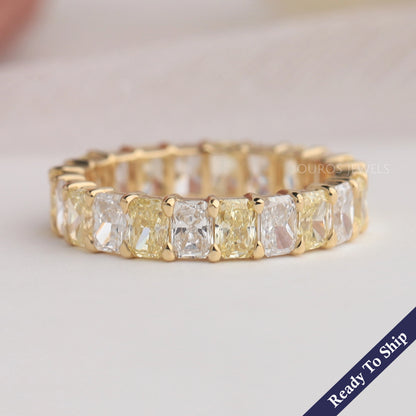 Yellow Radiant Cut Lab Diamond Eternity Band Ring