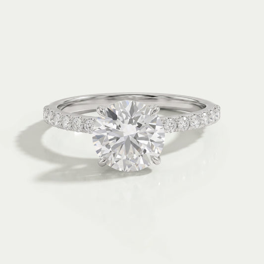 Round Lab Grown Solitaire Accent Engagement Ring