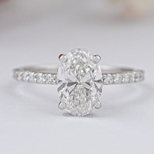 Oval Shape Solitaire With Accent Ring