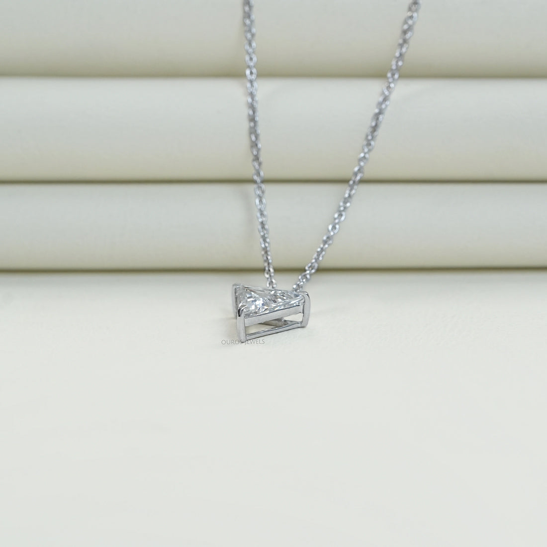 Triangle Cut Lab Diamond Solitaire Pendant Necklaces
