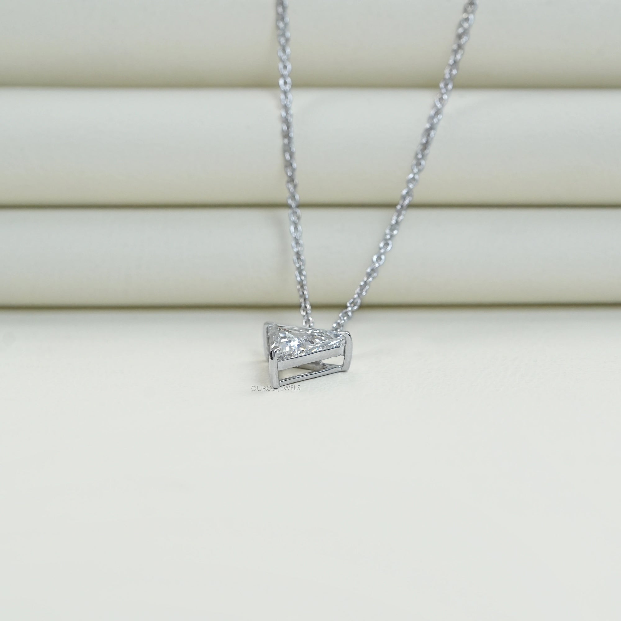 Triangle Cut Lab Diamond Solitaire Pendant Necklaces