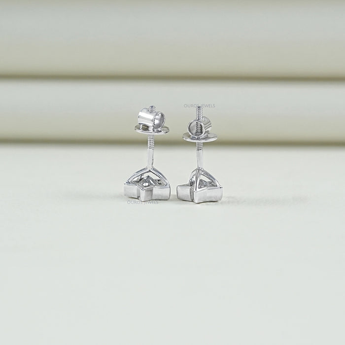 Star Cut Lab Diamond Stud Earrings With Bezel Set