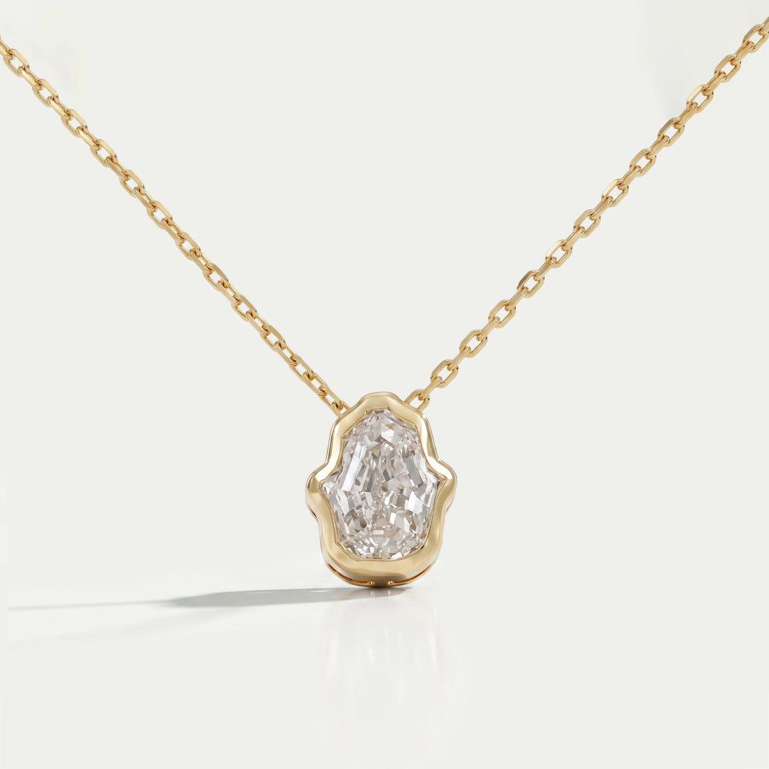 Antique Hamsa Hand Shape Lab Diamond Solitaire Pendant Necklaces