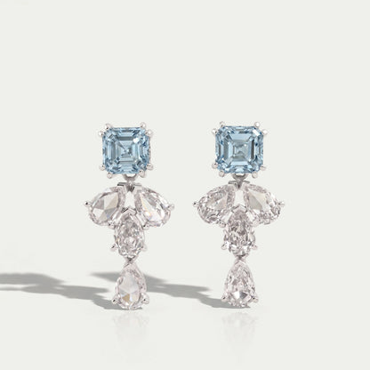 Aquamarine And Diamond Drop Earrings Earrings