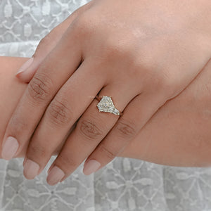 Round Cut Diamond Anniversary Ring In Step Cut Arrow Shape