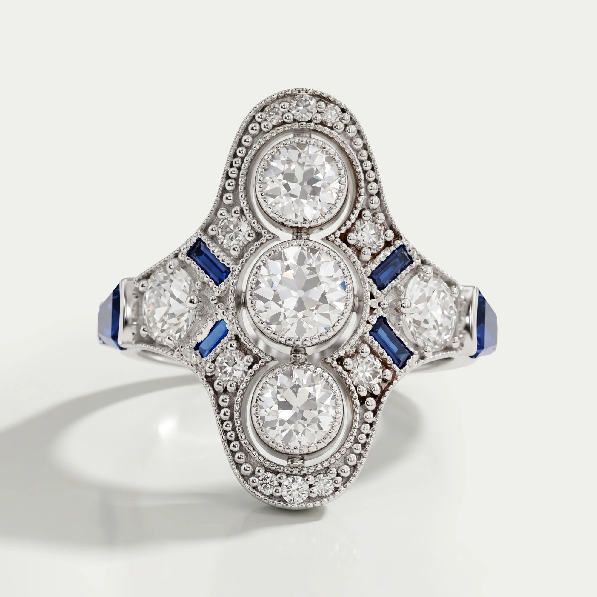 Art Deco Old European Round Cut Engagement Ring Ring