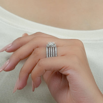 Five Row Ashoka Cut Lab Diamond Wedding Band