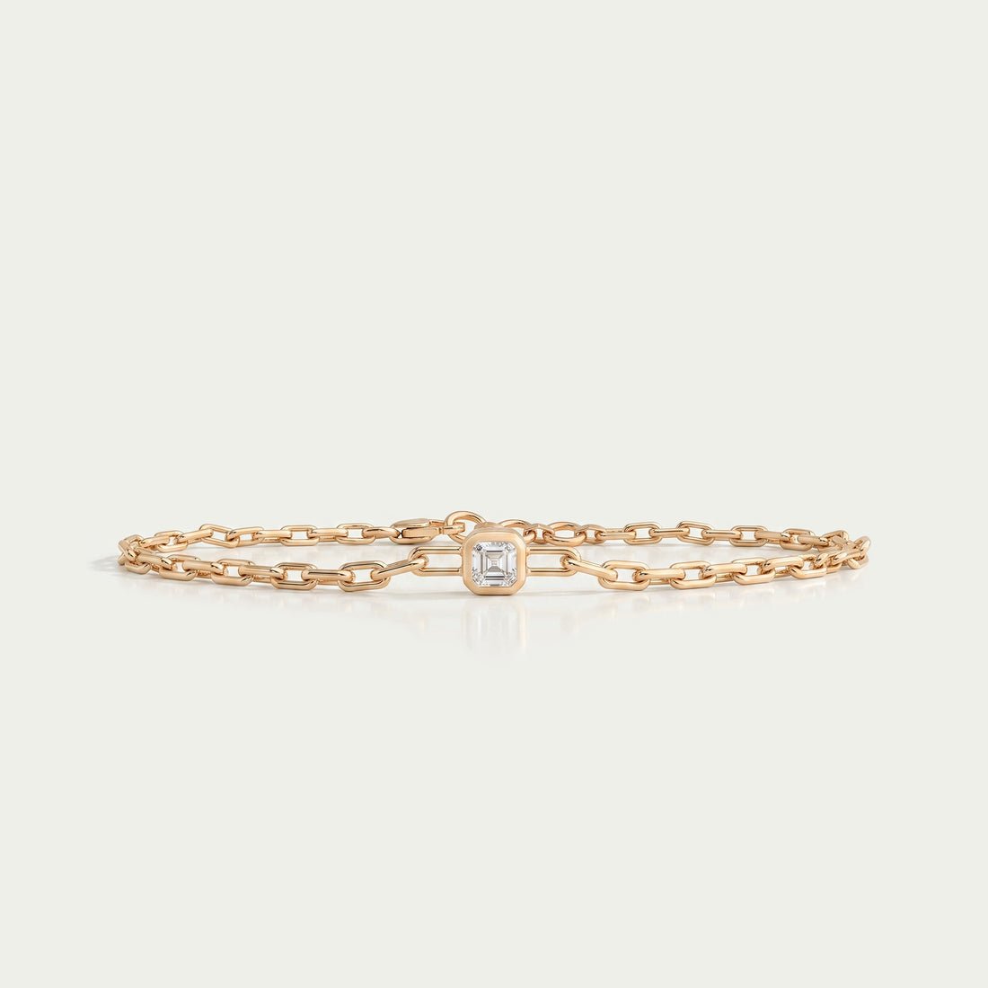 Asscher Cut Lab Grown Diamond Bezel Set Chain Bracelet