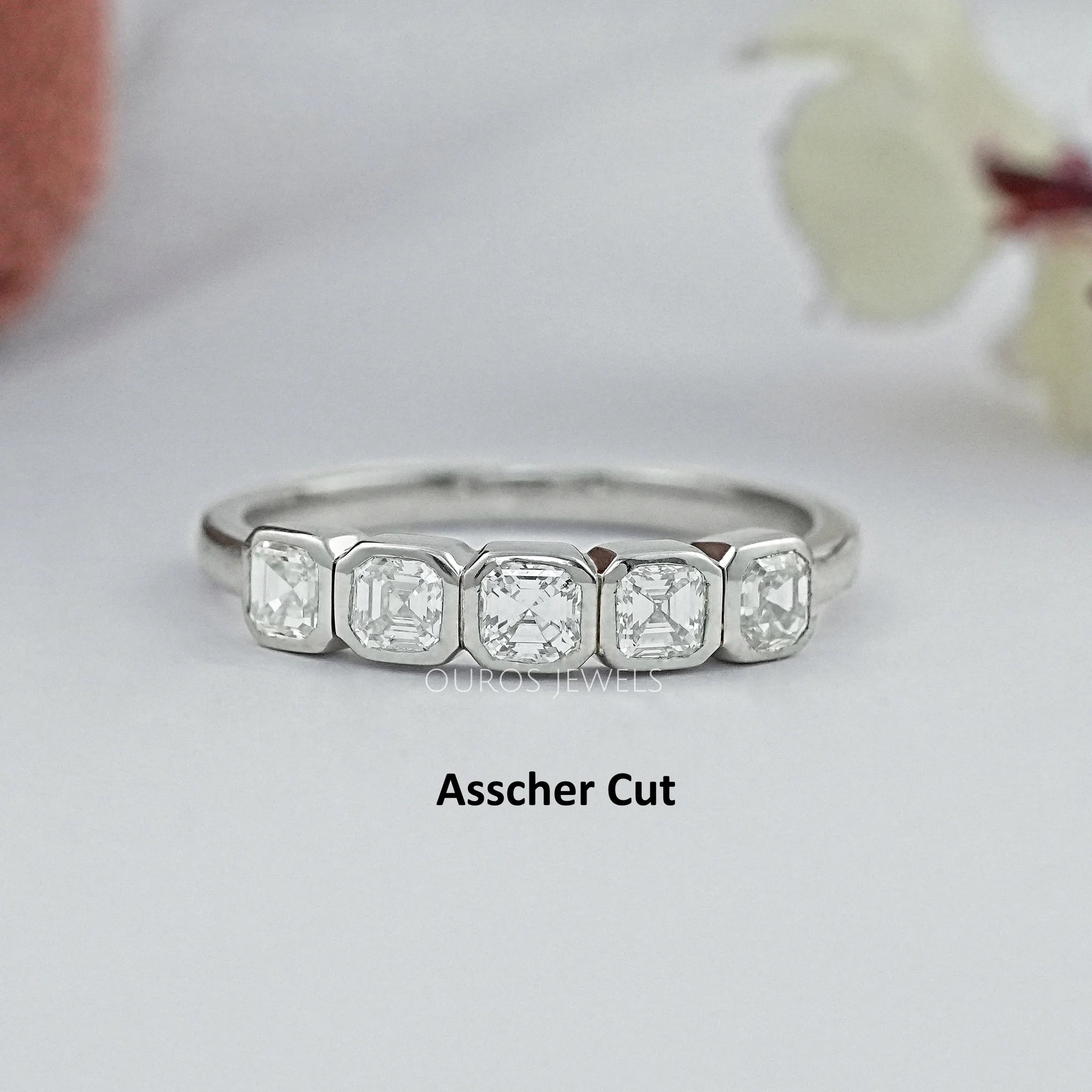 Five Stone Lab Diamond Bezel Set Ring Ring