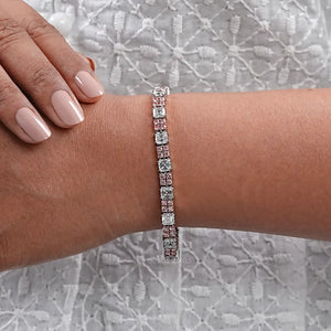 Asscher Cut  Pink Round  Lab Diamond Tennis Bracelet